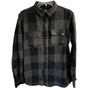 Dravus Travis Gray Black 100% Cotton Flannel Shirt Medium